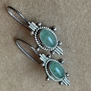 Aventurine + Sterling Silver art deco earrings